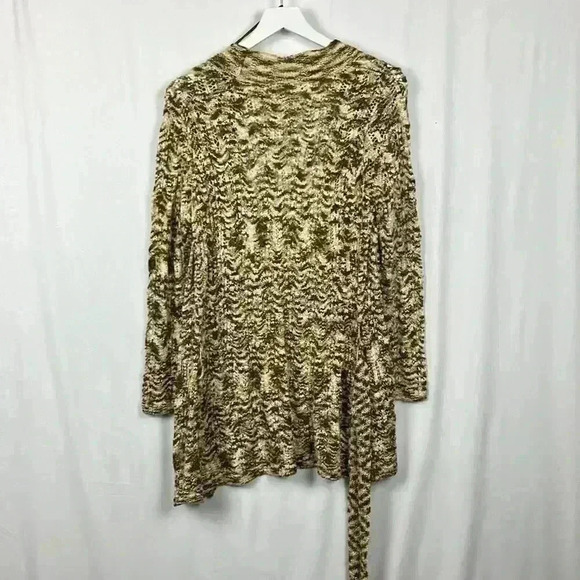 JH Collectibles Open Cardigan Long Loose Knit Brown & White Weave Belt Size S - Picture 2 of 10